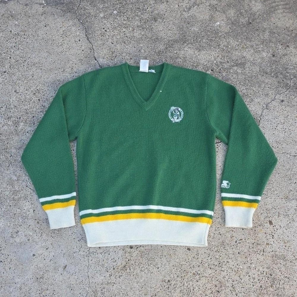 Vintage Starter Boston Celtics Sweater Size Large Green